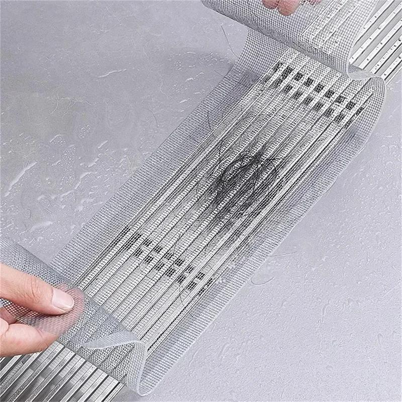 Cuttable Shower Drain Hair Catcher Self-Adhesive Floor Drain Stickers Disposable Mesh Bathroom Kitchen Sink Hair Filter 5/10M