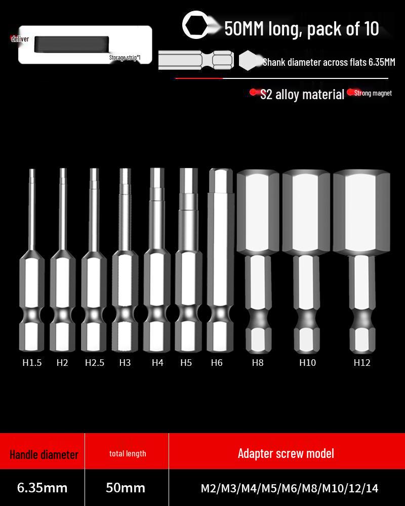 Hexagonal Driver Bit Extension for Screwdriver and Drill