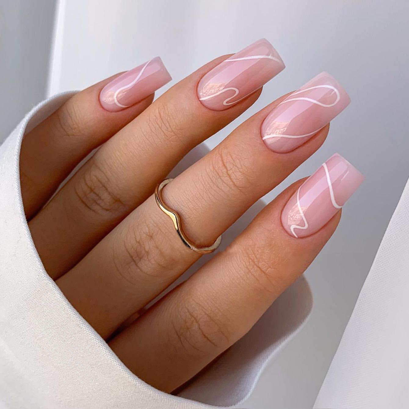 

White Nails: Wearable European and American Press-on Nails - Simple Style