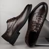 Fashion Crocodile Pattern Mens Brogues Shoes Classic Retro Male Genuine Leather Oxford Shoes Lace Up Business Shoes Formal Office Flats