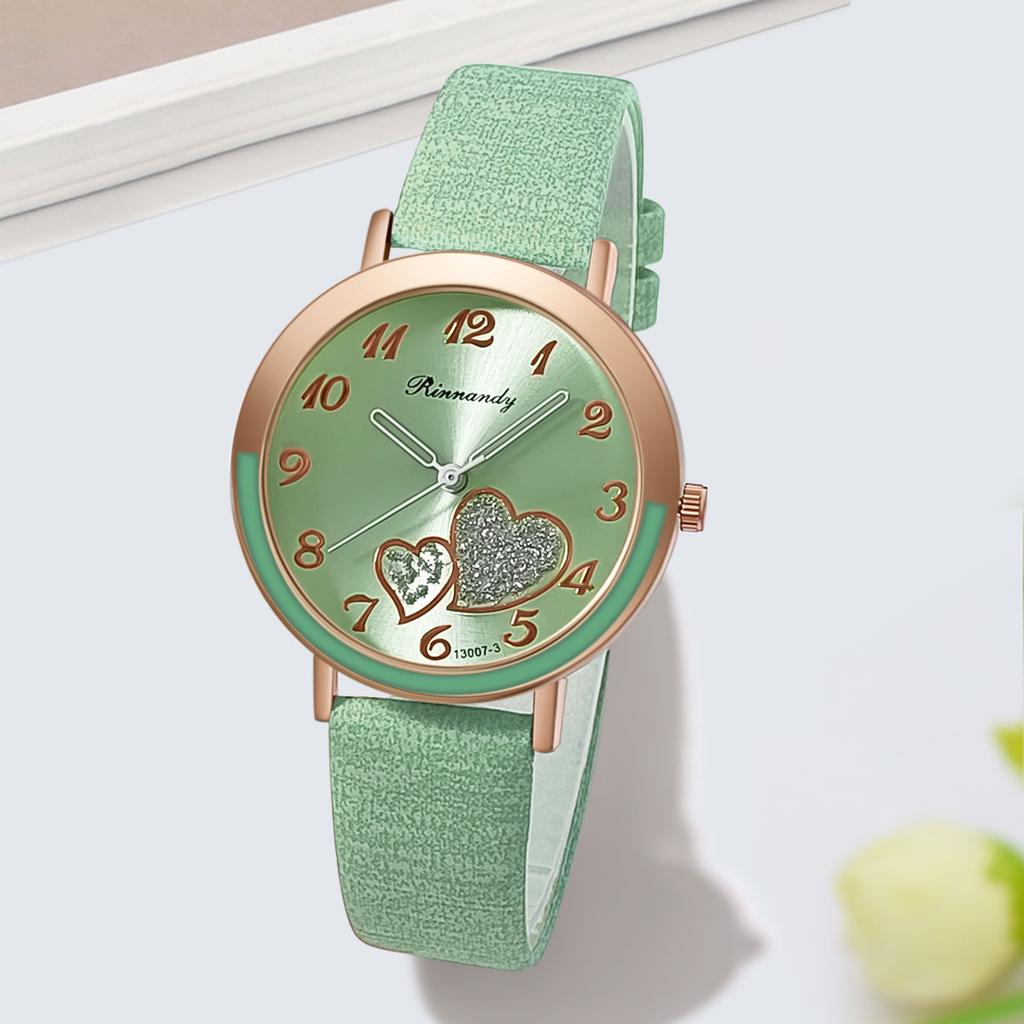 Women Heart Quartz Wristwatch Pu Leather Watches Clock Pointer Watch