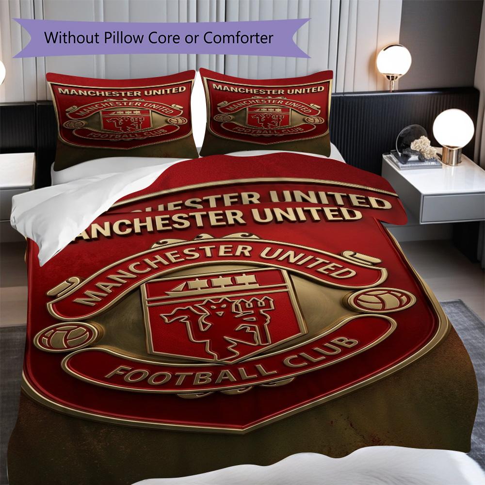 Manchester Glory Bedding (1 * duvet cover + 2 * pillowcase, without core) 2D Flat Duvet cover and pillowcase Soft and comfortable Bedding set