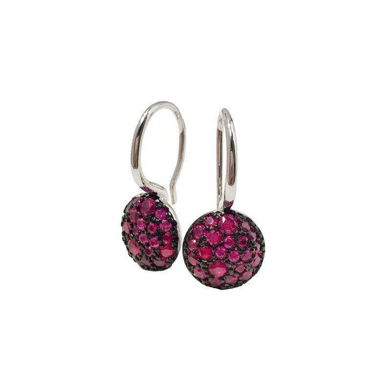 Colored Diamond Geometric Round Earrings: Small, Exquisite, European-American Style with Inlaid Diamonds