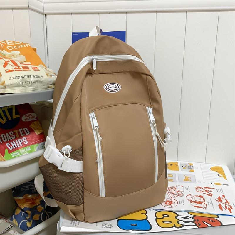 

School bag simple school bag women s new vertical zipper nylon large-capacity backpack junior high school students class backpack
