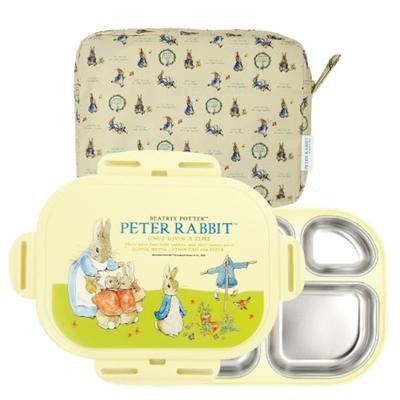 Peter Rabbit Låsbar Funktionell säkerhet Dubbel matlåda i rostfritt stål + fickset, elfenben, koreanska föräldraprodukter Populära produkter