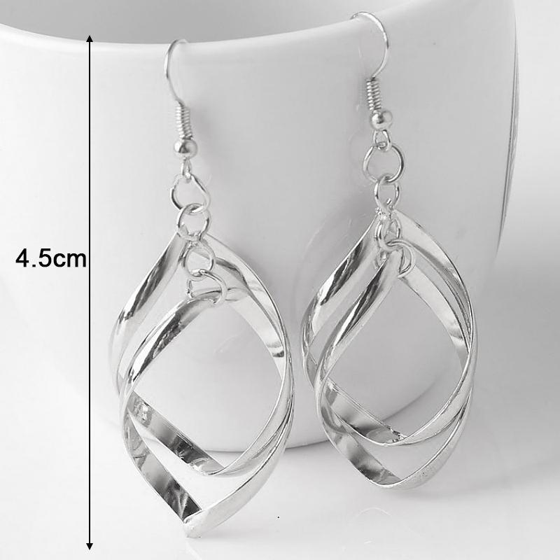 New Spiral Women's Hook Earrings Hollow Twist Geometric Statement Long Hanging Earrings Wraped Oval Metal Pendants Earrings