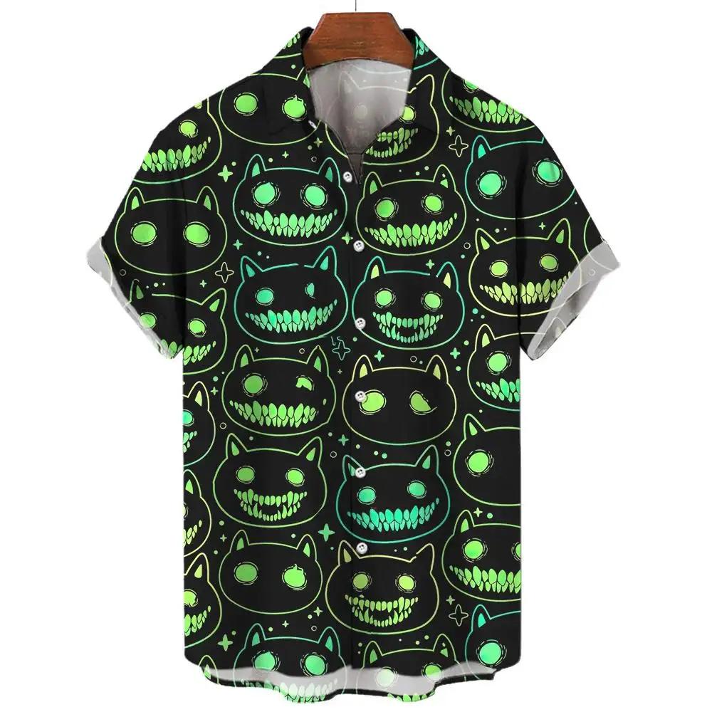 Demonic Horror 3D Printed Hawaiian Shirt Men's Loose Breathable Summer Short Sleeve