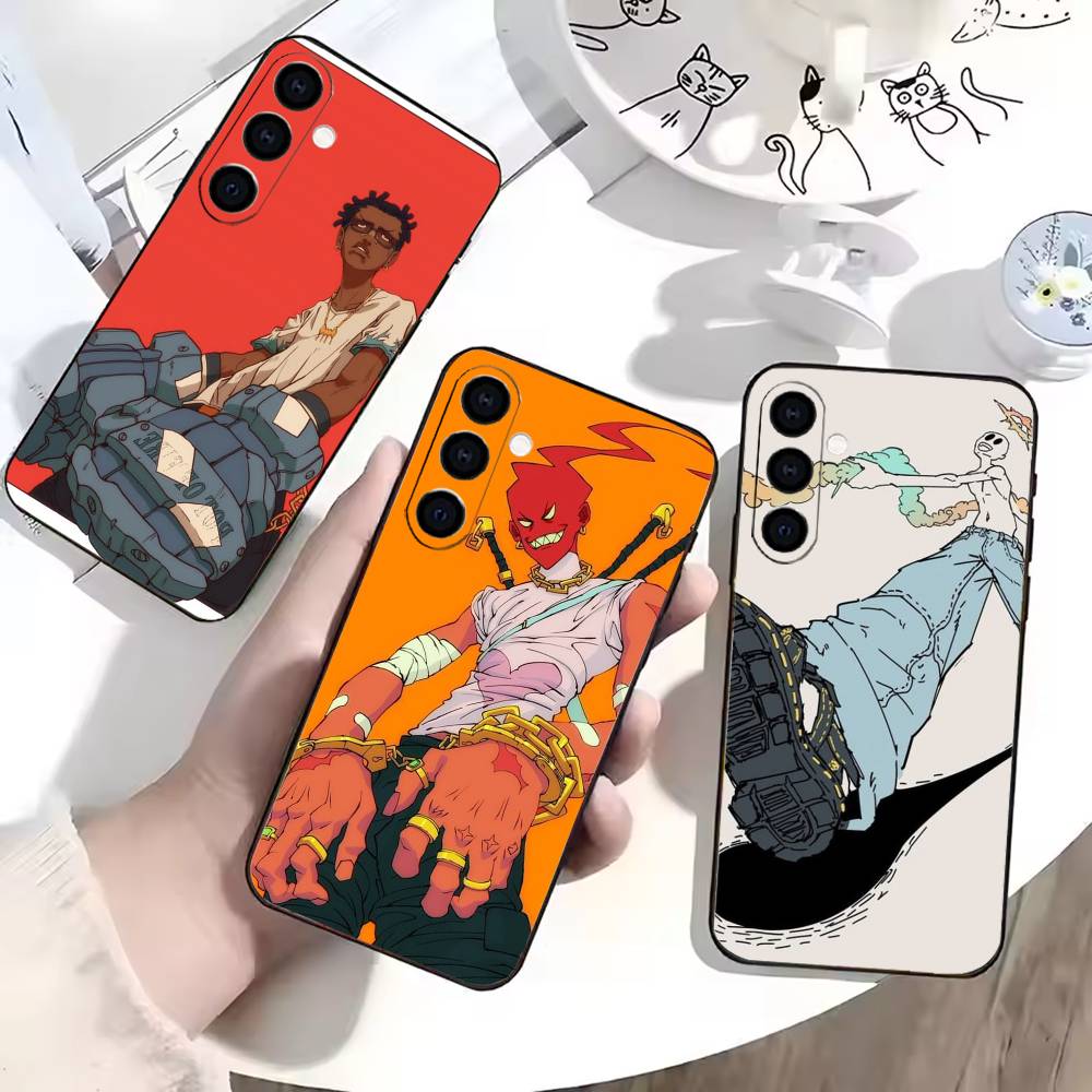 Hip-hop Comic Character Sticker Phone Case For Samsung Galaxy A73,A72,A71,A70,A53,A52,A51,Soft Silicone Black Cover