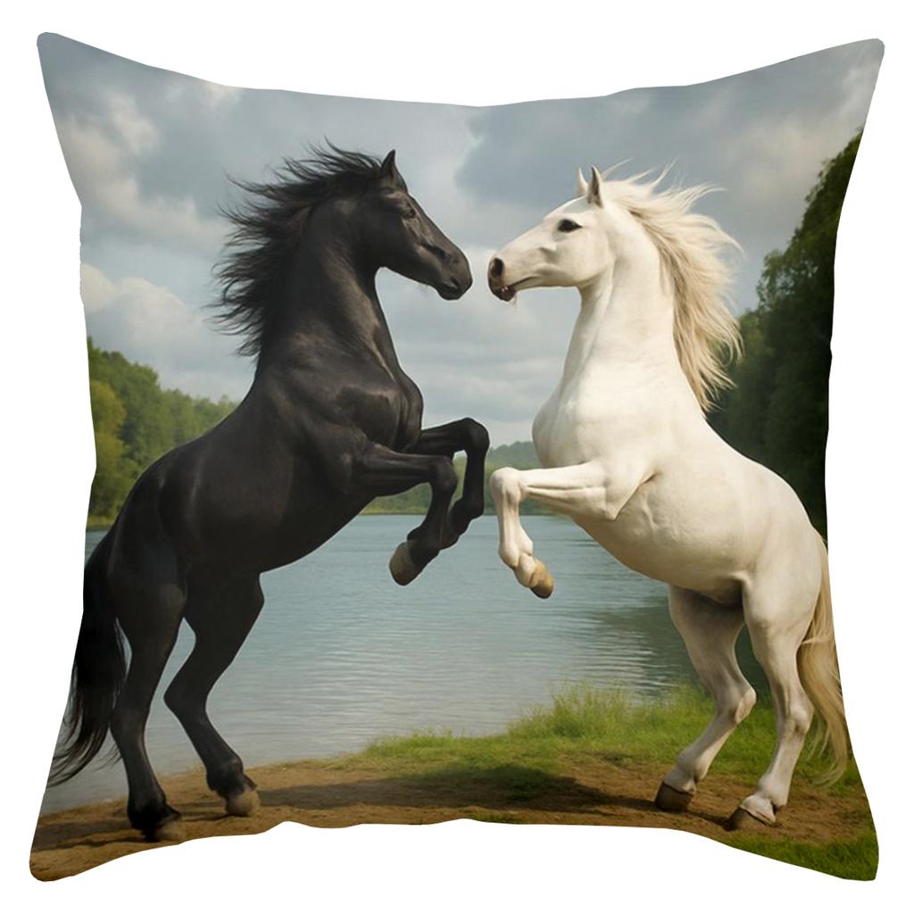 Horse Patterned Cushion Covers Dynamic Horse Images Polyester pillowcase, sofa decorative cushion cov Headboard Pillow