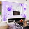 Mural de Perete cu Flori Purpurii Modern Minimalist Creativ Tapet Foto Pentru Pereți Living Dormitor Decor Acasă Frescă