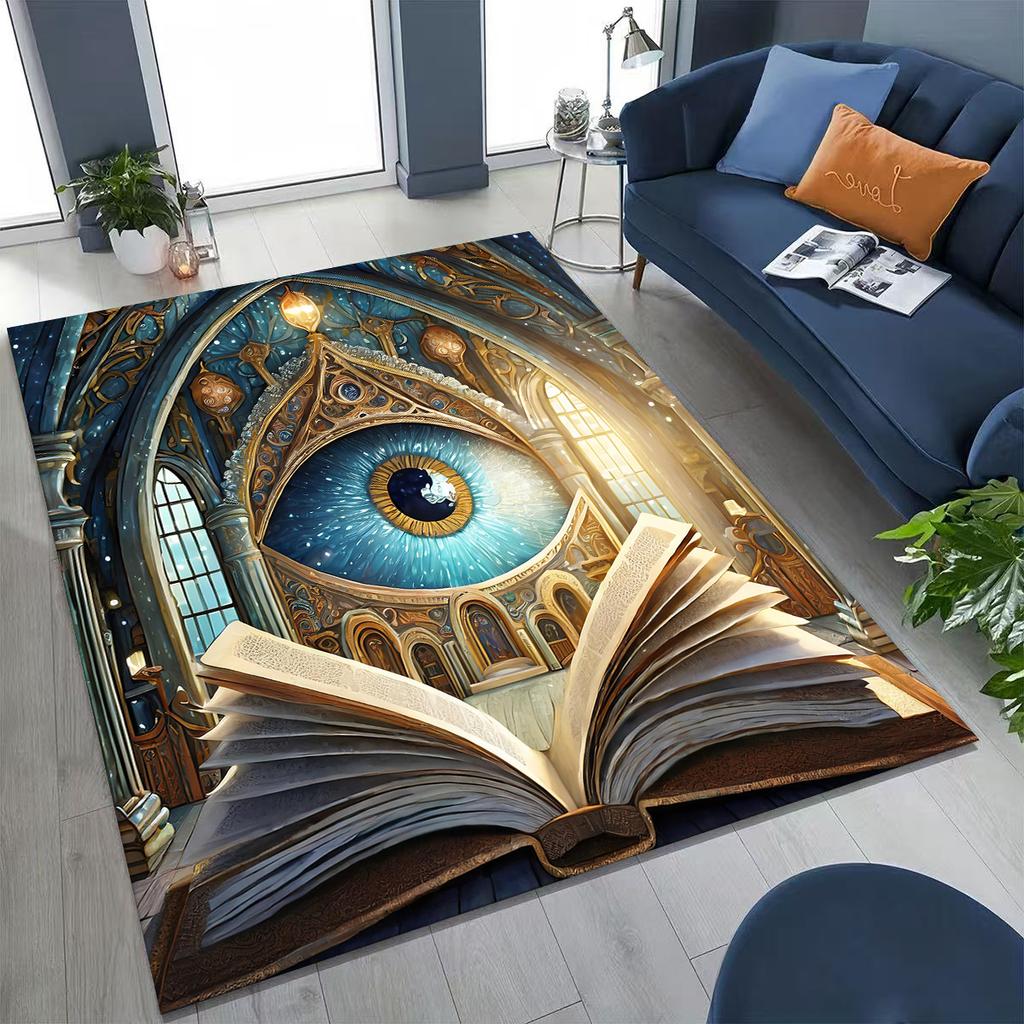 Krásné Vševidoucí oko zednářství Zlé oči Koberec do ložnice obývacího pokoje k pohovce Domácí rohožka Dekor, Dětská hrací protiskluzová podložka na podlahu