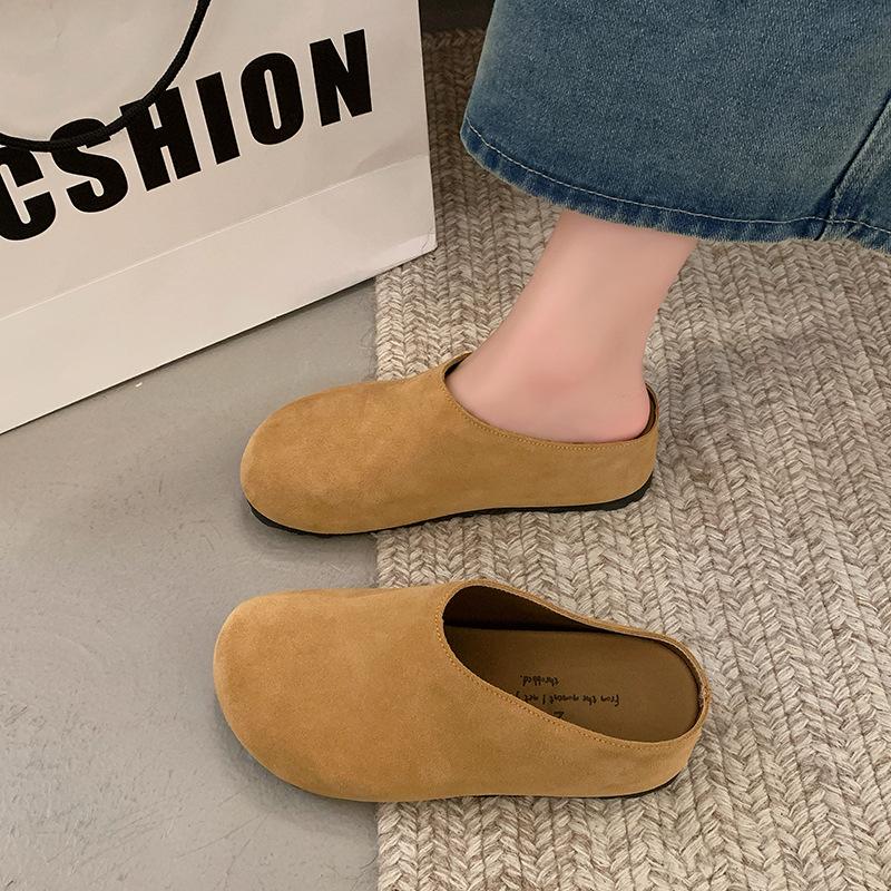 

Cowhide version~ thick-soled inner height increase Boken shoes bag head half slippers women s shoes wear 2025 new thick-soled slippers 35