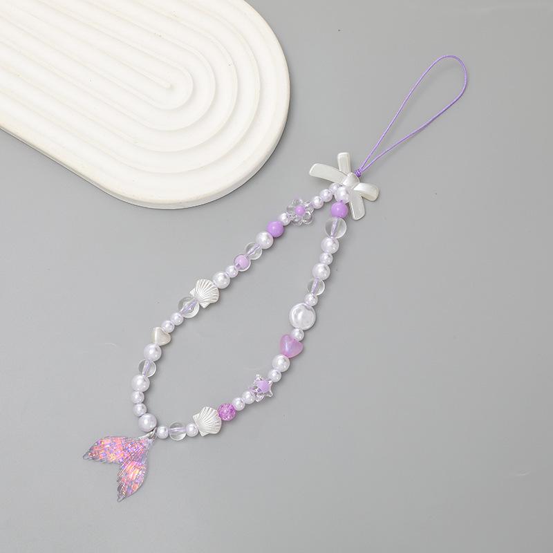 Pearl Bow Beaded Mobile Phone Lanyard Keychain Pendant Accessory