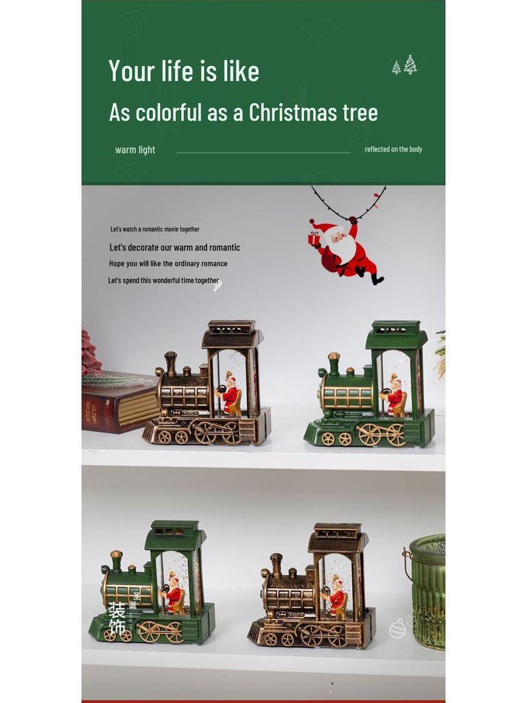 Vintage Light-Up Santa Claus Train Christmas Ornaments for Toddlers