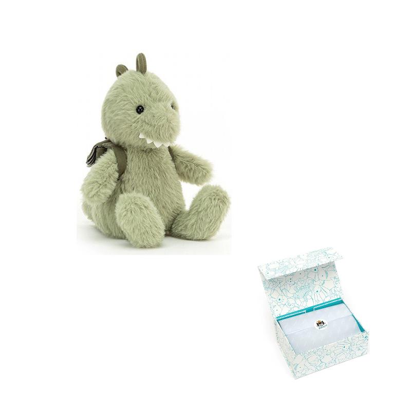 JELLYCAT Dinosaur Series Backpack Dino Backpack Animal Light Green Doll Plush Doll 24cm Height