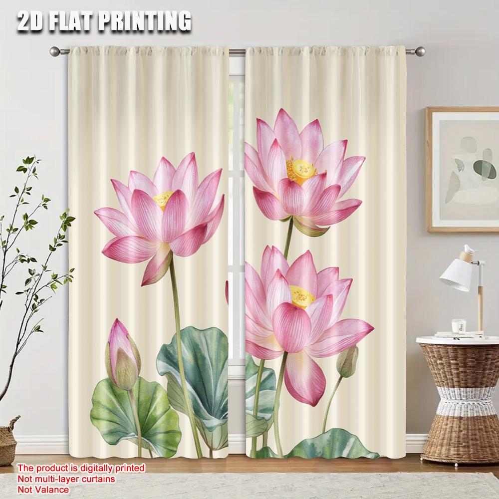 Window Drapes Lotus Versatile Polyester Fabric Without Electricity Spring Party Holiday Decor Suitable Home Use Curtain