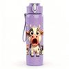 1PC Funny Cow Farm Animal Pattern 750ml Color Plastic Sports Water Bottle Leakproof Flip Straw Lid Suitable for Sports Office Home Use
