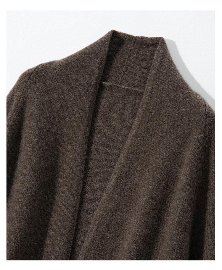 Women's V-neck Cashmere Cardigan: Cozy Batwing Sleeve, Thick Shawl Knitwear for Autumn & Winter