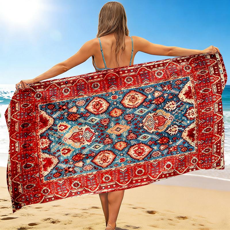 1Pc Traditional Persian Rug Beach Towel, Quick Dry, Multi-Use for Beach Pool Gym Yoga Home Travel, Christmas, Halloween, Xmas Gift S929201