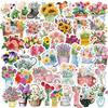 50pcs Bouquet Flowers Aesthetic Stickers for DIY Lovers Stationery Suitcase Bottle Phone Laptop Scrapbooking