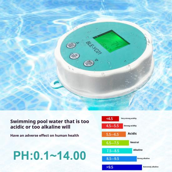 6-in-1 Smart Pool Water Tester Digital Display IP67 Waterproof Bluetooth-compatible PH/Chlorine/ORP/EC/TDS/Temperature Meter