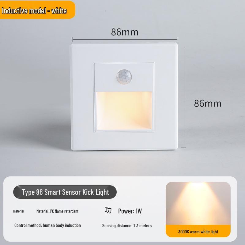 86-Type Floor Lamp with Motion Sensor Night Light for Stairs and Corridors