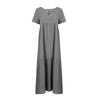 Women's Summer Fashion V-neck Solid Color Large Size Loose Long Large Swing Short-sleeved Dress