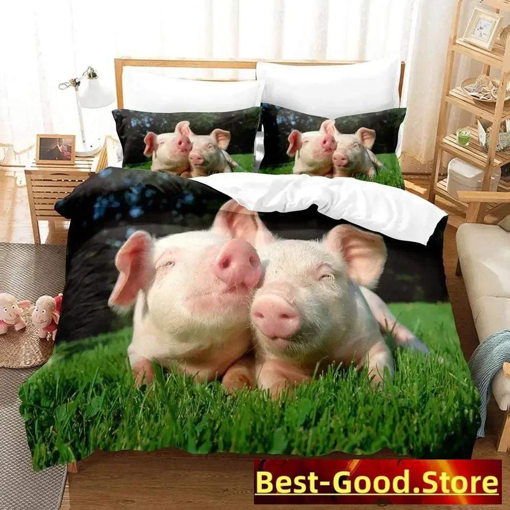 Pink Pig Bedding Set Single Twin Full Queen King Size Bed Set Aldult Kid Bedroom Duvetcover Sets Anime Parure De Lit Bed