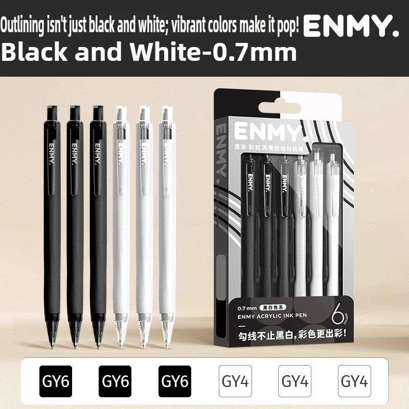 ENMY Acrylic Gel Pen Fine Tip 0.6mm Professional Art Drawing Pen Non Smudge Non Skip Rainbow Color School Supplies Stationery