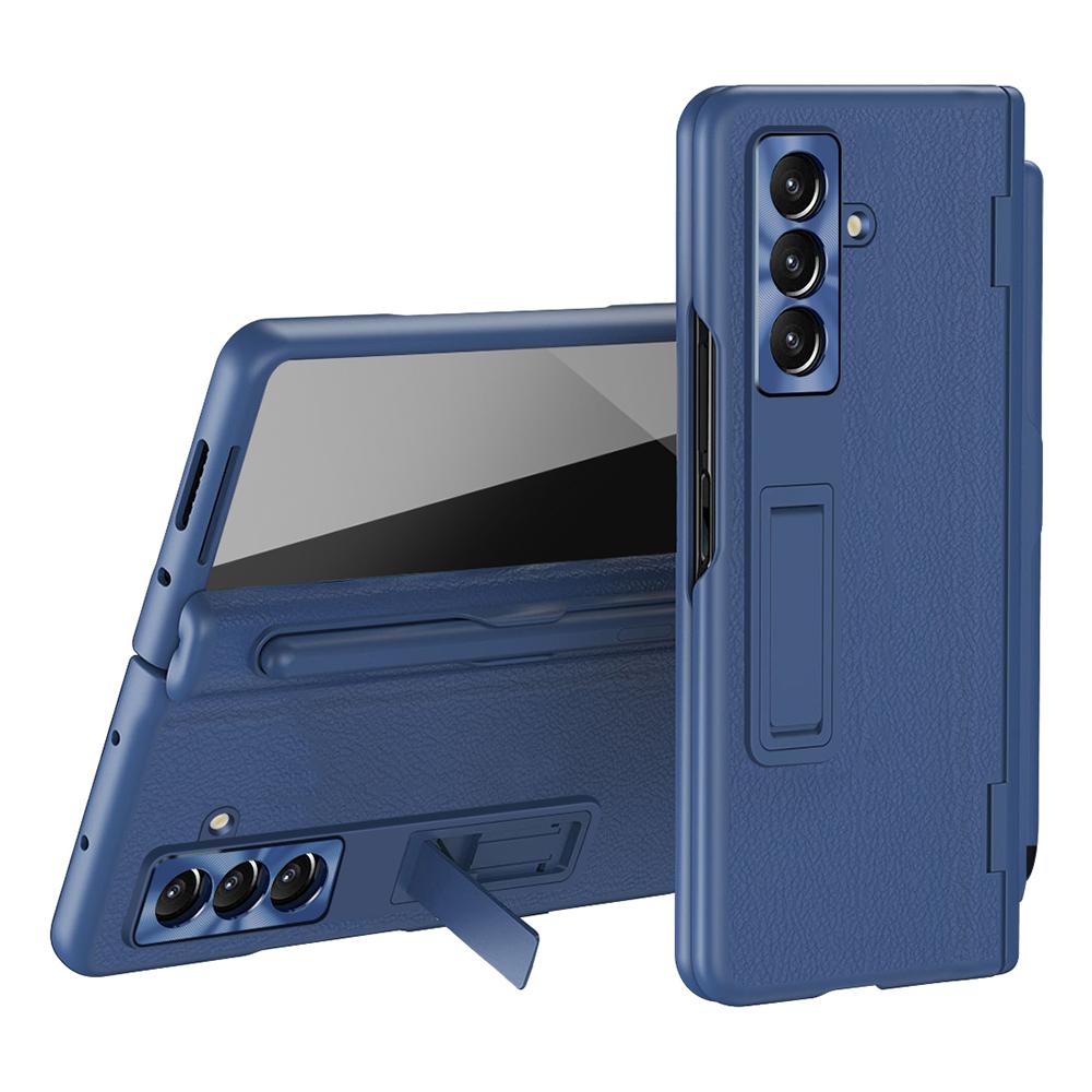 For Samsung Galaxy Z Fold7 5G Case Kickstand PC+PU Leather Folding Phone Cover with Screen Protector and Stylus