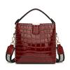 New patent leather women's bag, crocodile pattern handbag, shoulder crossbody fashion bucket women's bag OEM customization