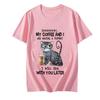 Coffee Cat Print Women Clothes Angry Cat Lover Female Tops Tee Tshirt Fashion Anime Cartoon Tees Ladies Graphic T-Shirt Y2k Tops