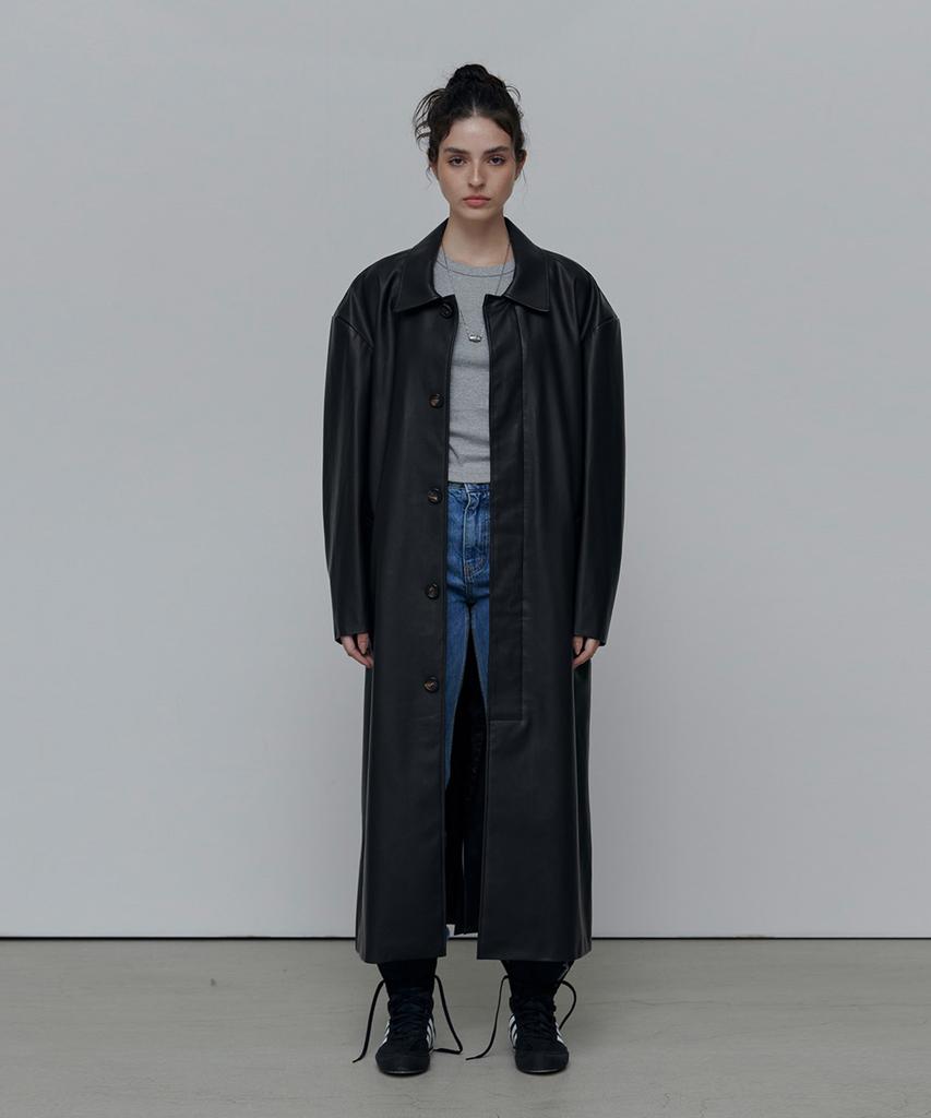 Anytime Loreak Dahlia Mac Coat-Black(Leather)(W)