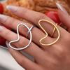 Stainless Steel Ring for Women Luxury Gold Silver Color Heart Hollow Adjustable Ring Waterproof Finger Jewelry Accessories