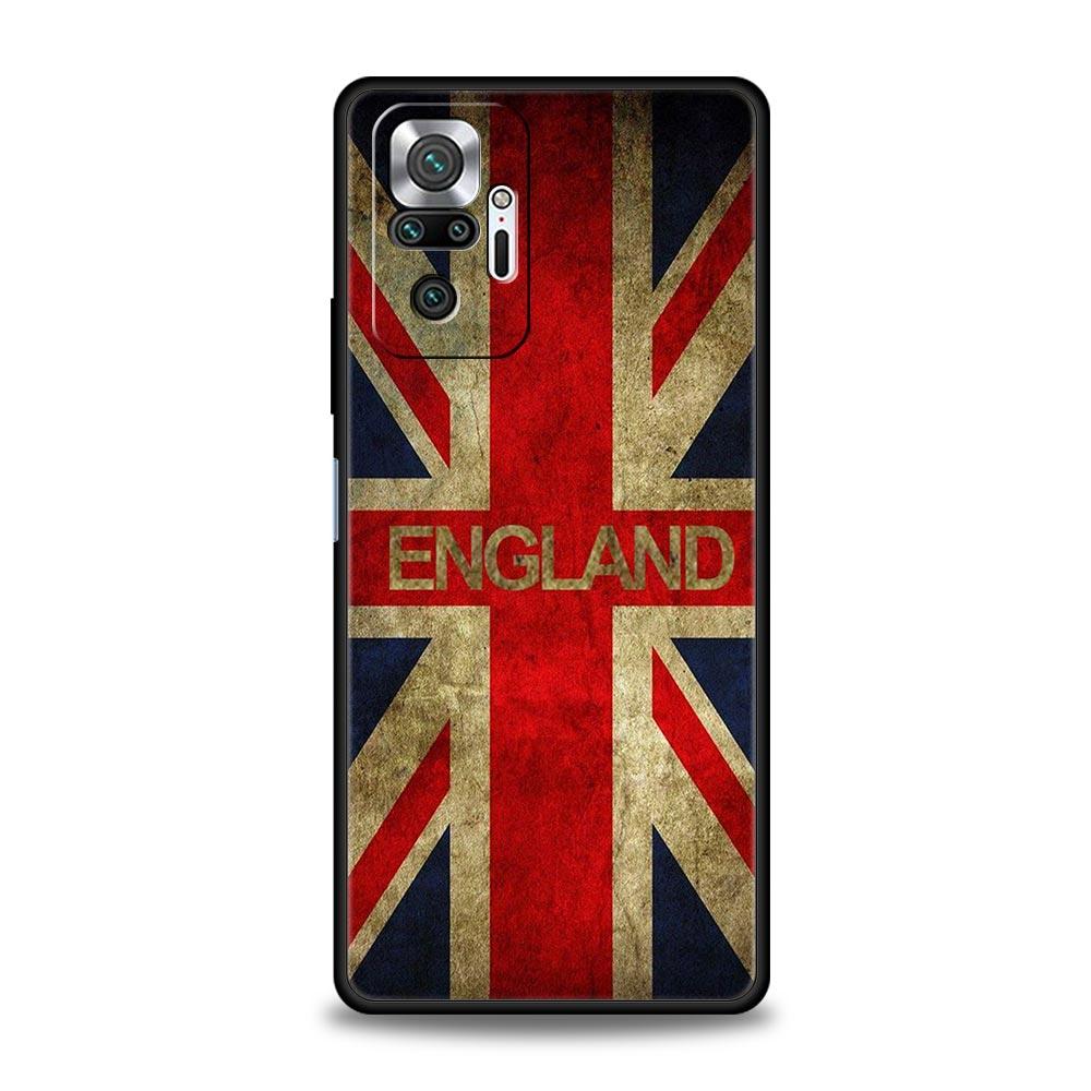 England UK Flags Phone Case For Xiaomi Redmi Note 14 13 5G 10 11 12 Pro Plus 4G 14C 13C 12C 10C Black Cover