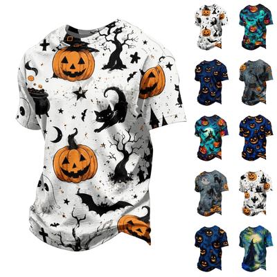 Unisex Loose Fit Casual Short Sleeve T Shirt Halloween Pumpkin Print Top Comfortable Lightweight Tee for Everyday Wear