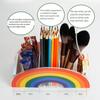 Acrylic Rainbow Pen Holder with 5 Grids Stationery Organizer Stand  Desktop