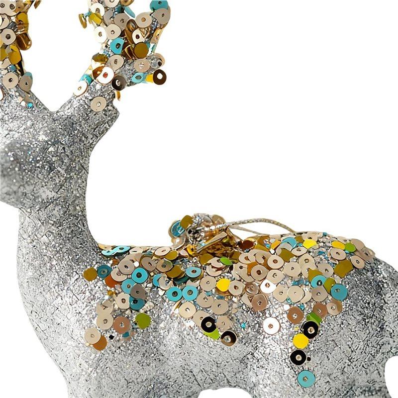 ABKY-Renfigurer Glitter Flockad Juldekoration Skrivbordshelgskulptur För Samlare Fotografi Hem Vardagsrum Säng