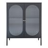 Low Display Cabinet - EBUY24 - Adelaide - 2 Glass Doors - Black - Steel 35x90x110 Cm