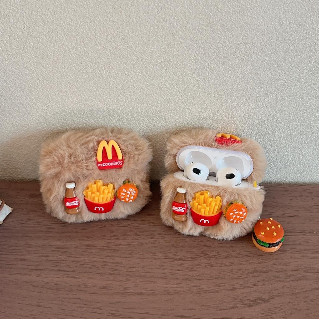 Plush burger fries for AirPods 1 protective case apple AirPods pro1 earphone case pro1 simple