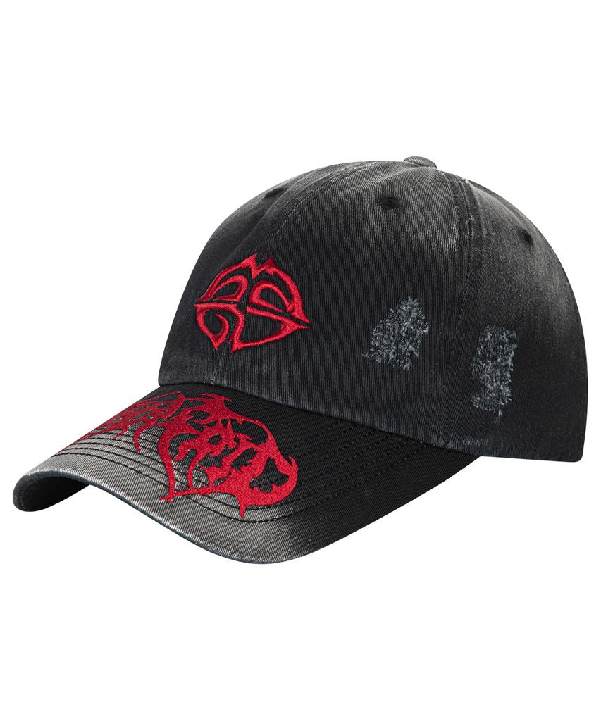 MAHAGRID Washed Metal Logo Ball Cap Black(Mg2Esmab38A)