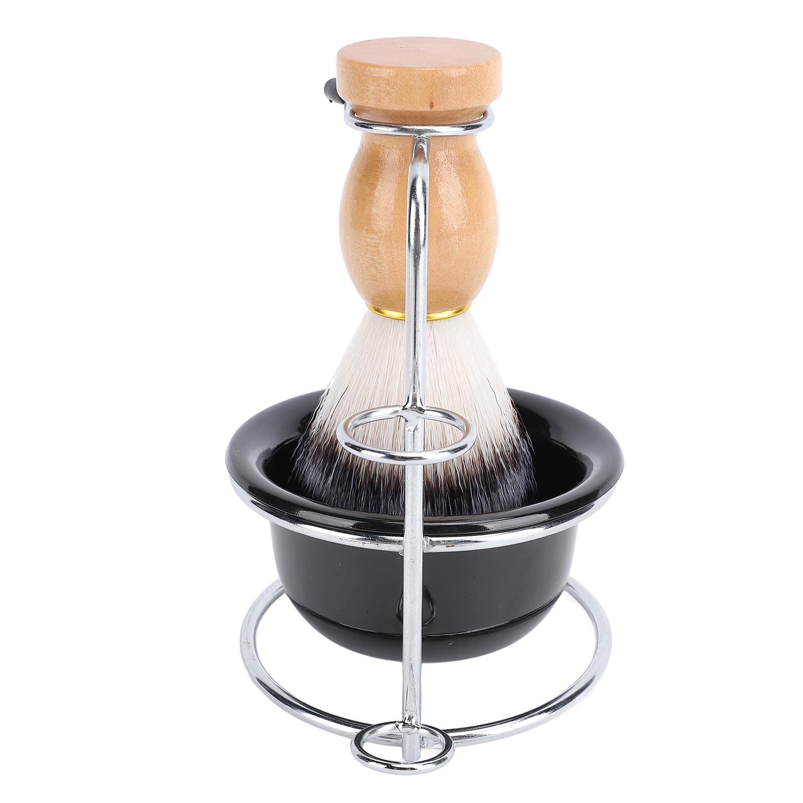 

Набор помазков для бритья Набор для ухода Эффективное вспенивание Синтетический ворс Подставка из нержавеющей стали Бритье