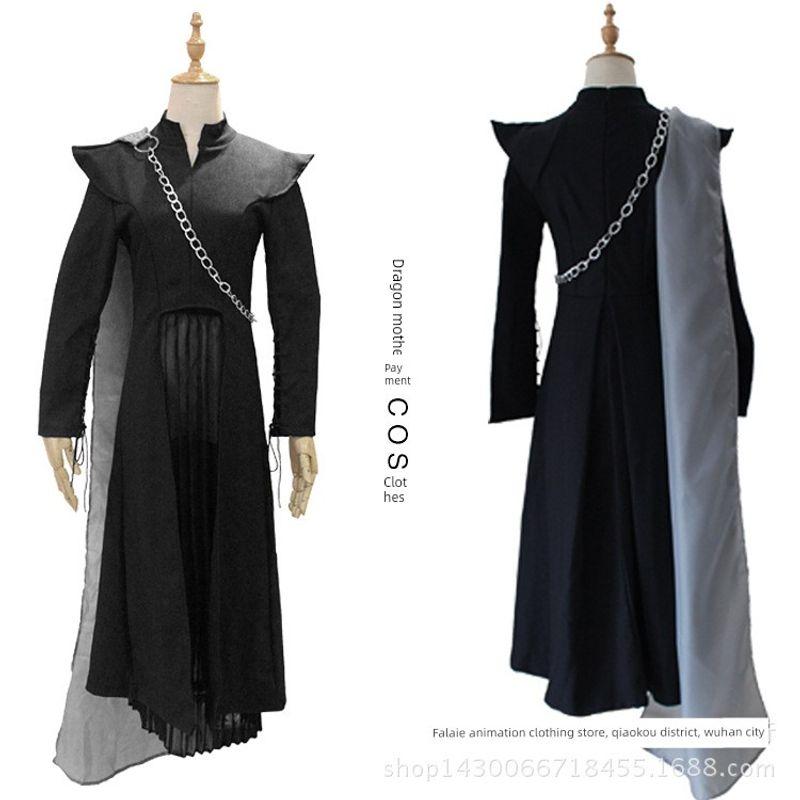 Game of Thrones Cosplay: Mother of Dragons Season 7 Daenerys Targaryen Cosplay Costume, a Song of Ice and Fire Dragon Mother Complete Set with Cloak S