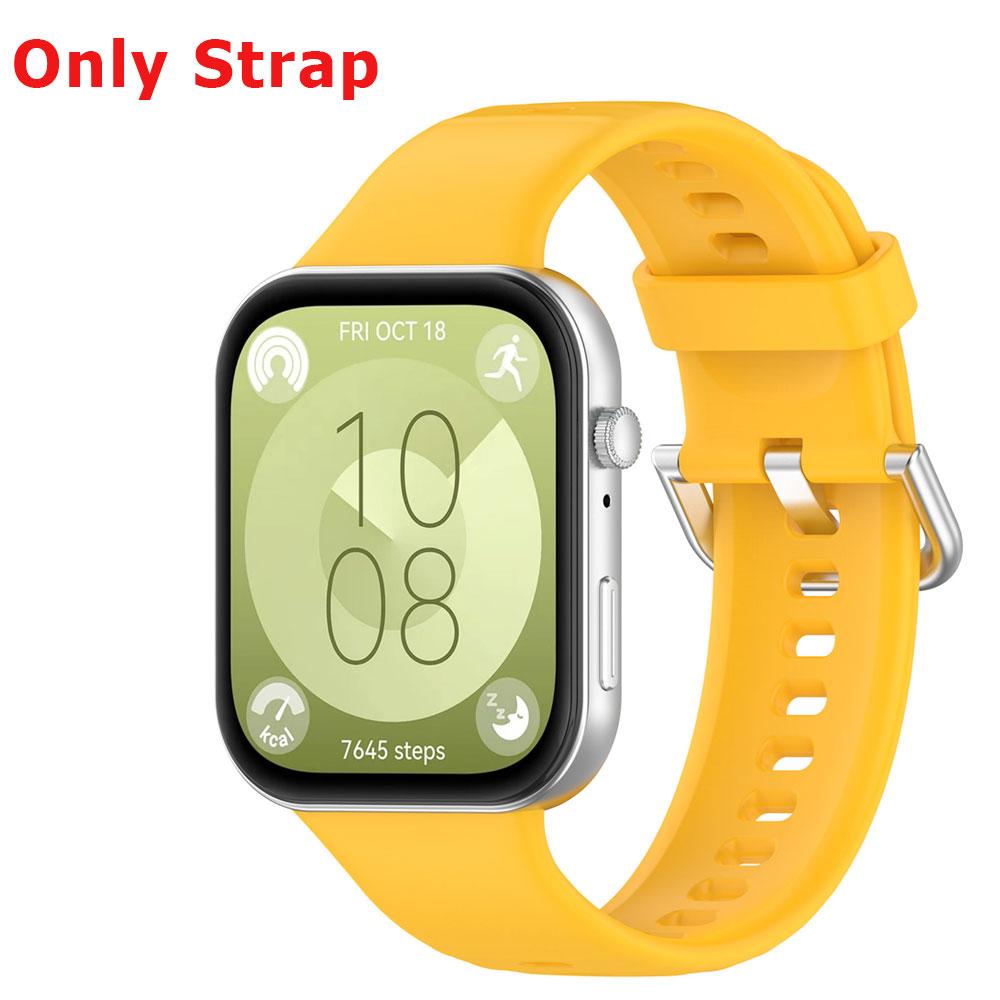 Silicone Watch Strap + Protective Case For Huawei Watch Fit 3 Watchband Bracelet Band Correa Screen Protector Cover Shell