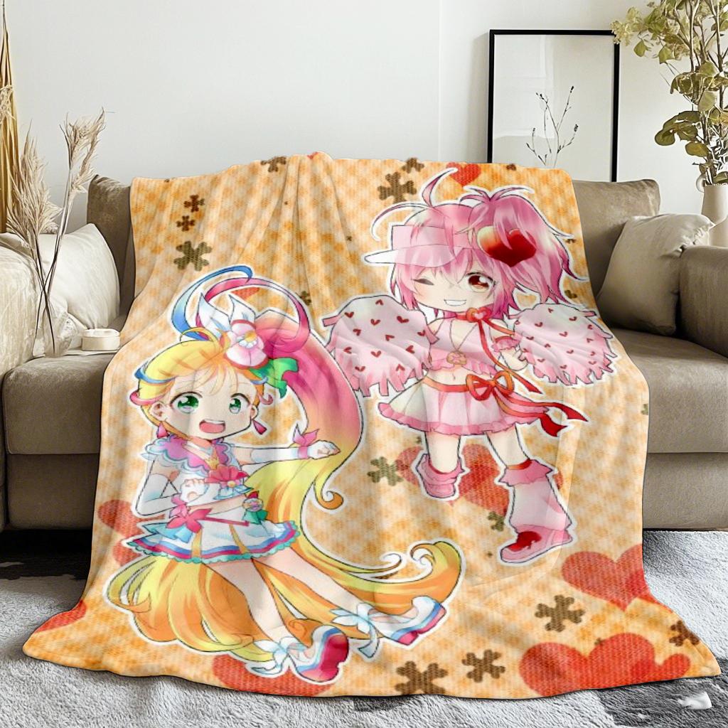130×150 Kawaii Cartoon Flannel  Warm Cute Comfort Soft Plush blanket girls for sofa art living room office bedroom travel gift