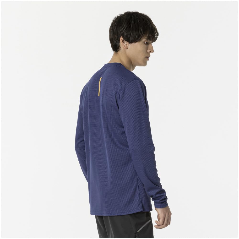 Mizuno Running Wear Dry Aeroflow Long Half Highly Estate Blue T-Shirt, Sleeve, Zip, Breathable, Reflective, J2MAB505, Men's,