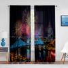 Paesaggio da Sogno Vista Notturna Fuochi d'Artificio Cielo Stellato Tende di Tulle per Decorazione Soggiorno Camera da Letto Chiffon Leggero Voile Tenda da Finestra