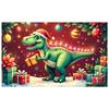 Festive Dino Display Holiday Decor Xmas Gift Backdrop Winter Dino Background Green Dinosaur Gifted Dino Display For Photo Shoot