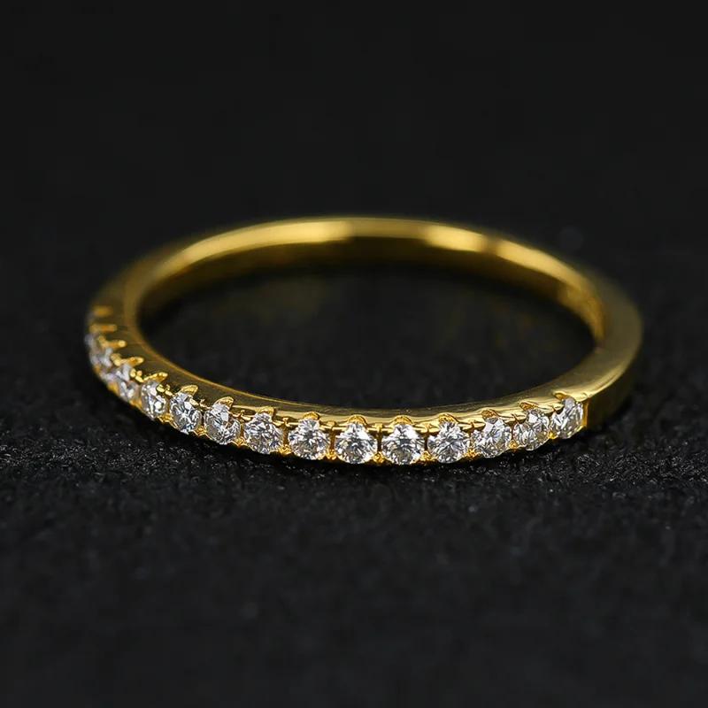 Real Moissanite Diamond Stackable Rings for Women   CopperPlated 18K Gold Half Eternity Wedding Band Jewelry Houtros