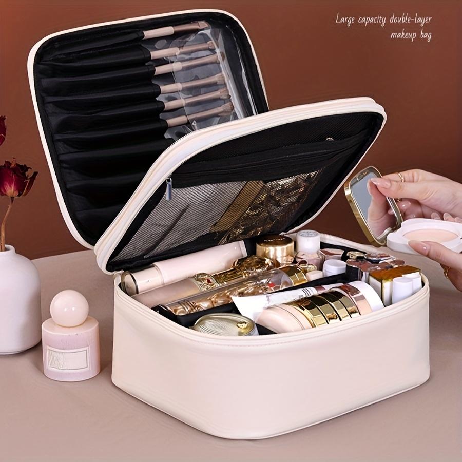 Large Capacity Cosmetic Bag Makeup Toiletries Organizer PU Leather Portable Travel Toiletry Pouch Women Makeup Storage Bag